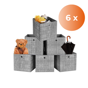 Úložné boxy GARY 6ks,30x30x30cm, šedá 