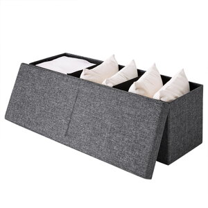 Skladacia sedacia truhlica s odklápacím krytom, tmavošedá – 115 x 38 x 38 cm