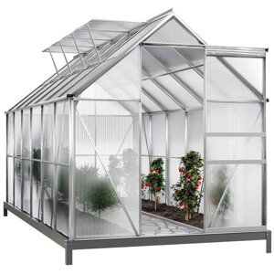 Záhradný skleník M6 380 x 190 x 195 cm s hliníkovou konštrukciou a základňou