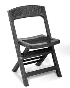 Záhradná skladacia stolička ASSO ratan antracit, 4ks