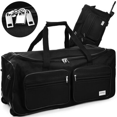 Veľká cestovná taška s trolejovou funkciou 85 l čierna – visiaci zámok