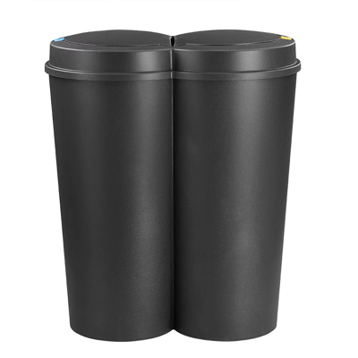 Dvojitý odpadkový kôš čierny, umelá hmota, 2 x 25 l