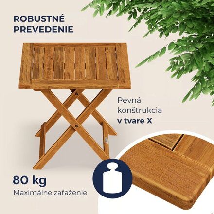 Odkladací stolík VITEK z akáciového dreva 46x46x46cm, hnedá