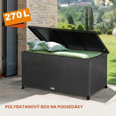 Polyratanový úložný box RICCO, 117 x 53 x 60cm, čierna
