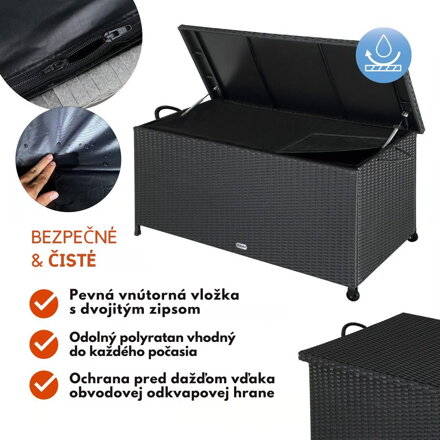Polyratanový úložný box RICCO, 117 x 53 x 60cm, čierna