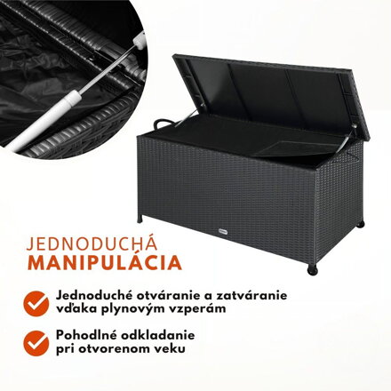 Polyratanový úložný box RICCO, 117 x 53 x 60cm, čierna