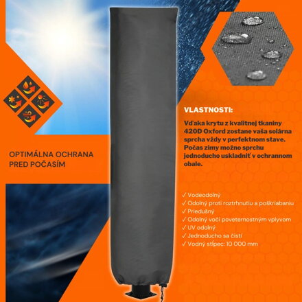 Solárna sprcha KARIBIK, 35 l, čierna/strieborná