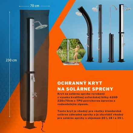 Solárna sprcha KARIBIK, 35 l, čierna/strieborná
