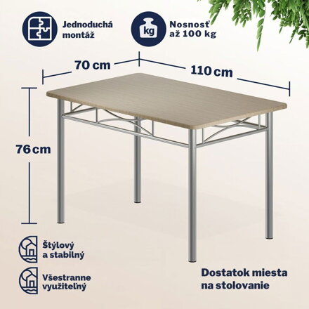 Jedálenská súprava PAUL,  5-dielna, dubová hnedá