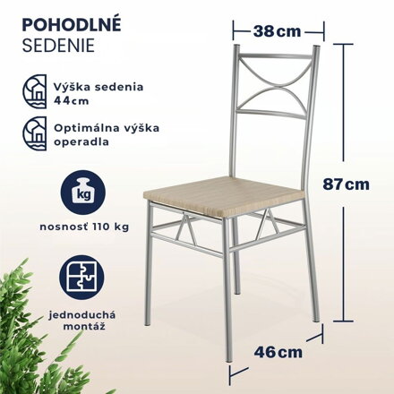 Jedálenská súprava PAUL,  5-dielna, dubová hnedá