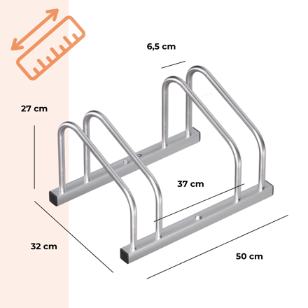 Stojan na 2 bicykle BIKE, 50x32x27cm, strieborná
