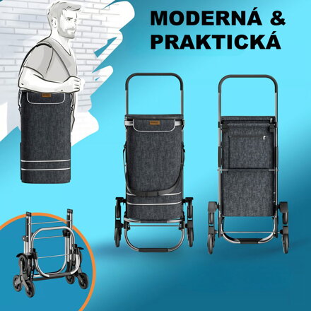 Nákupná taška na kolieskach do schodov COMFORT, 50l,  čierna
