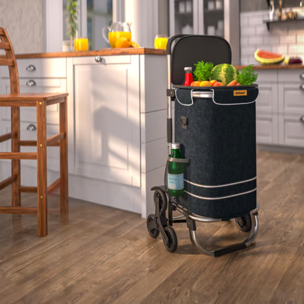Nákupná taška na kolieskach do schodov COMFORT, 50l,  čierna