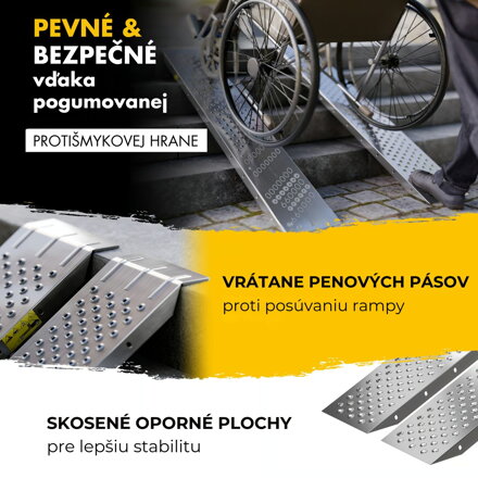 Nájazdové rampy na auto MARA, sada 2ks, 400kg, 160cm, strieborná