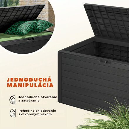 Úložný box WOODEBOX - 280L, 120x46x57cm, antracitová