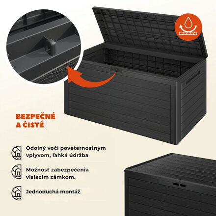 Úložný box WOODEBOX - 280L, 120x46x57cm, antracitová