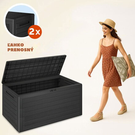 Úložný box WOODEBOX - 280L, 120x46x57cm, antracitová