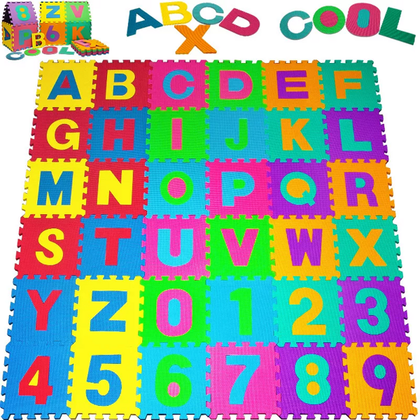 Penová podložka pre deti PUZZLE, 86 dielov, viacfarebná