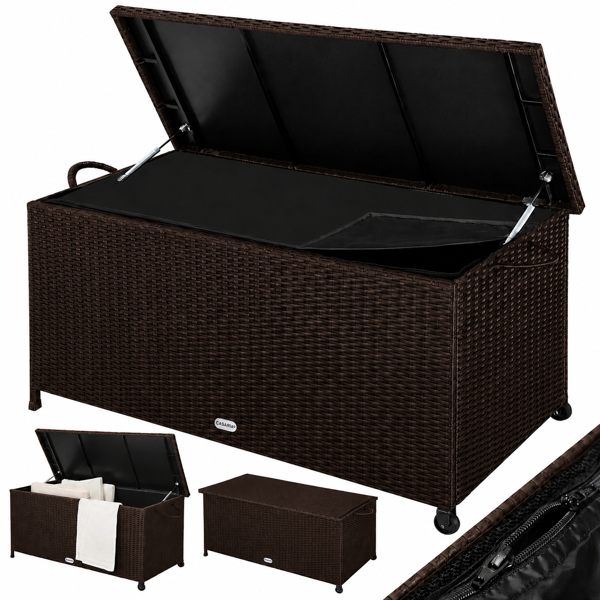 Polyratanový úložný box RICCO, 270L, 117x53x60cm, tmavá hnedá