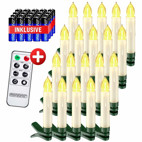 Sviečky na vianočný stromček CANDLE, 20ks, 10,5cm, teplá biela