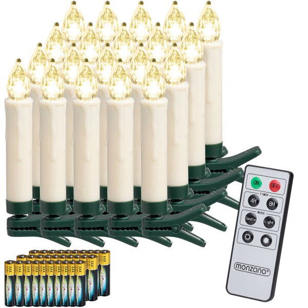 Sviečky na vianočný stromček CANDLE, 20ks, 10,5cm, teplá biela