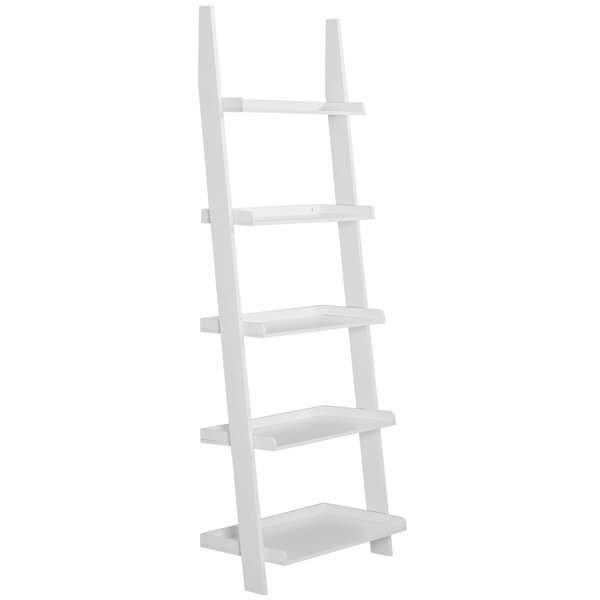 Drevený rebríkový regál biely s 5 policami 180 cm
