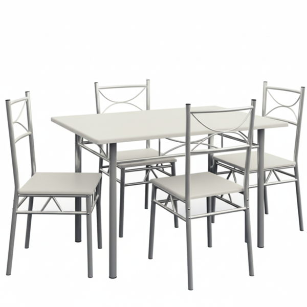 Jedálenská súprava PAUL, 5-dielna, zamatovo biela