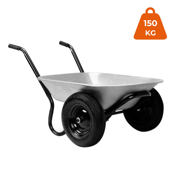 Fúrik DAMO pozinkovaný, max. kapacita 100l/150kg, 2 pneumatiky, strieborná/čierna