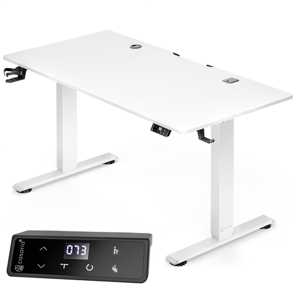 Výškovo nastaviteľný kancelársky stôl FLEXI, 140x60x72-117cm, biela