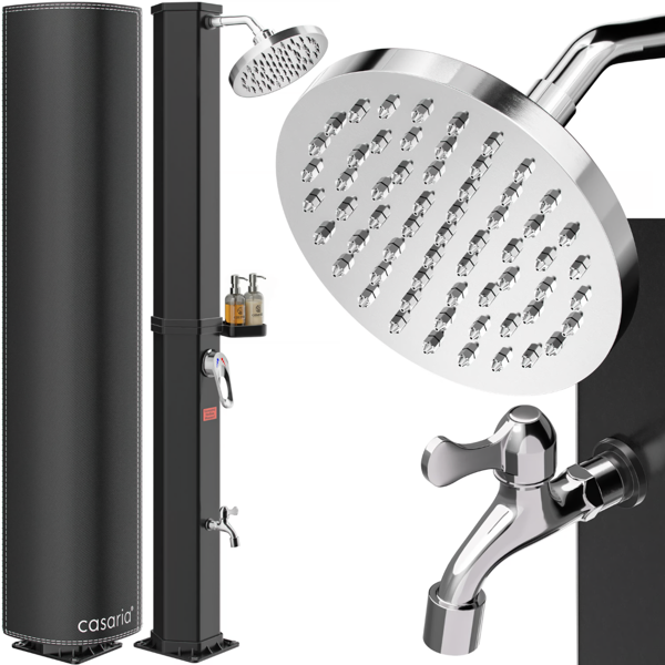 Solárna sprcha s krytom HAVANA, 60 l, čierna