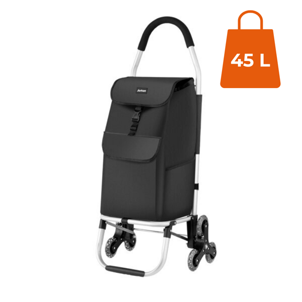 Nákupná taška Shopper, na kolieskach do schodov 45L, 101x45x39, čierna