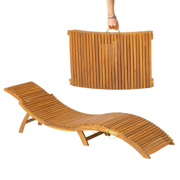Záhradné lehátko FLORIDA, skladacie, 57x190x51cm, prírodná hnedá