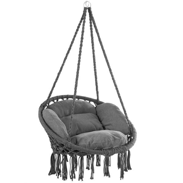 Závesné kreslo BOHO s vankúšmi, Ø61cm, antracitová