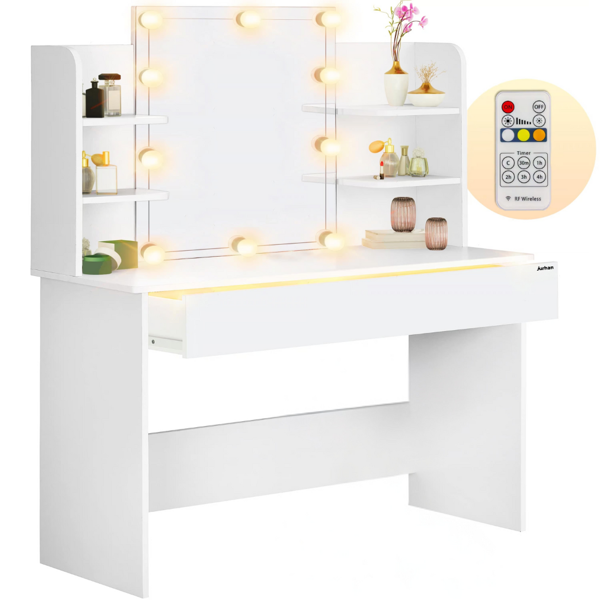 Toaletný stolík LUCIA s osvetlením 108x40x140cm, biela