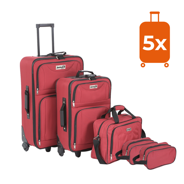 Sada cestovných kufrov TRAVEL, 5-dielna, červená