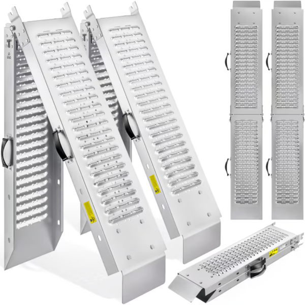 Nájazdové rampy na auto DRIVE, sklápateľné, sada 2ks, max 400 kg, 160cm, strieborná