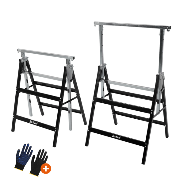 Teleskopické lešenárske kozy DANNY, sada 2 ks, max. 200 kg, 60 x 56 x 81-130cm, strieborná/čierna