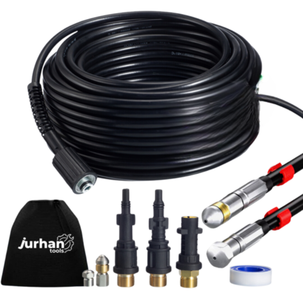 Súprava na čistenie potrubia Premium, 30 m, čierna