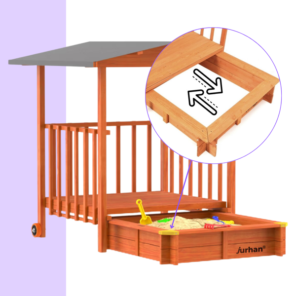 Pieskovisko s verandou SUNNY, 130 × 130 × 143 cm