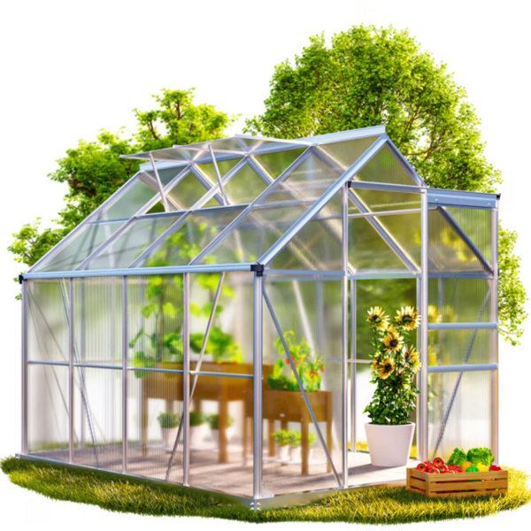 Záhradný skleník z polykarbonátu so základňou M4, 250x190x195cm, transparentná
