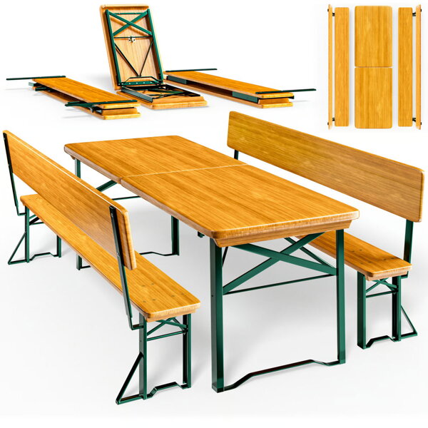 Pivný set PRAKTIK s operadlami, 170cm, hnedá