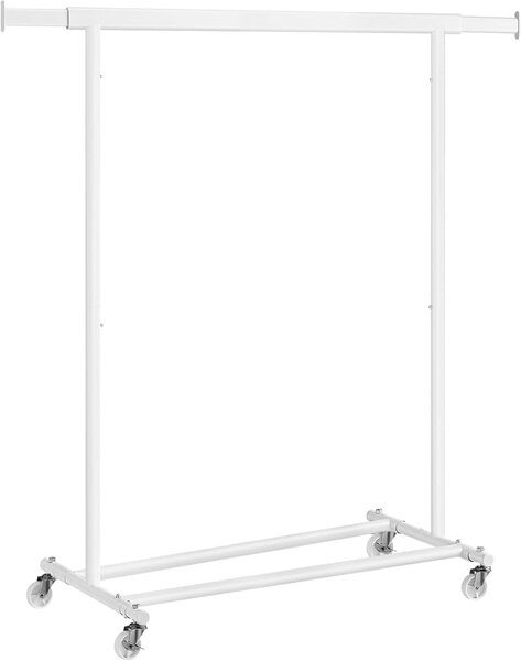 Stojan na oblečenie INEZ na kolieskach, max.90kg, 83,5x45x160cm, biela