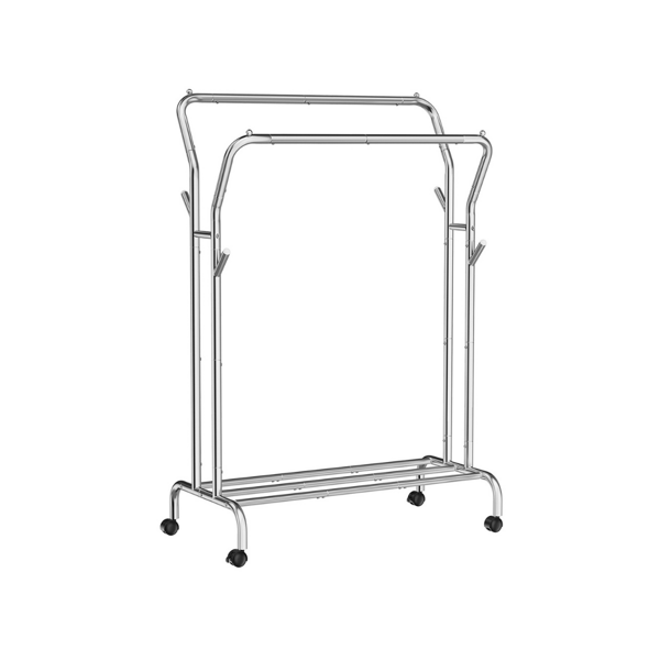 Stojan na oblečenie MATILDA na kolieskach max. 100kg, 155x103x52 cm, strieborná