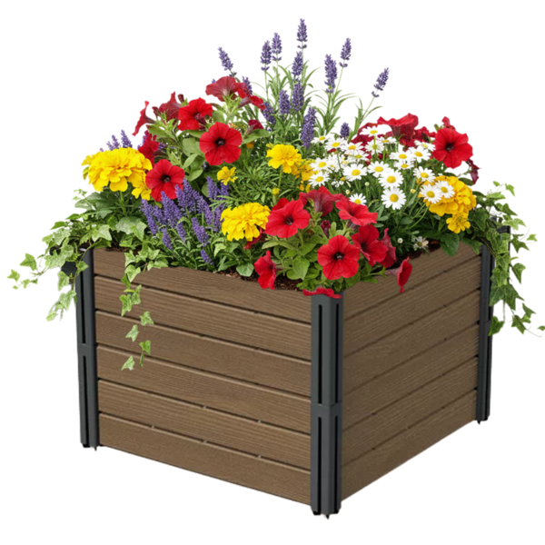 Vyvýšený záhon BASE PLANT, 61x61x46cm, prírodná hnedá