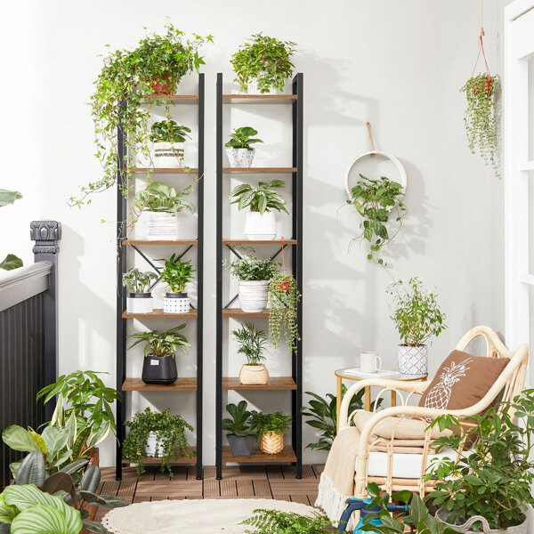 Policový regál NOEL 40×30×187,5 cm čierna / hnedá