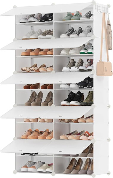 Organizér na topánky KIMBERLY, 10 boxov, biela/priesvitná