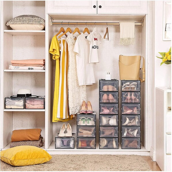 Organizér na topánky MARI 18 boxov čierna/priehľadná