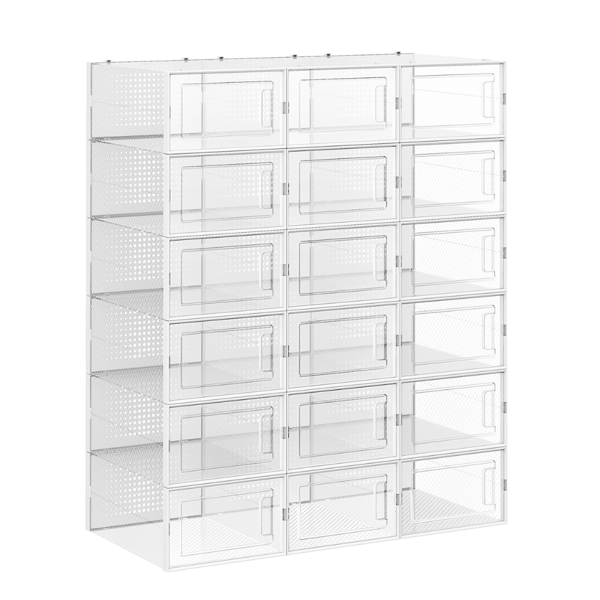 Organizér na topánky MARI, 18 boxov, priesvitná/biela