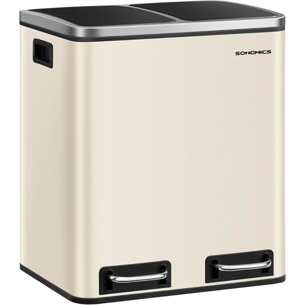 Kôš na separovanie odpadu SORT 30l (2×15l), béžová/strieborná/čierna