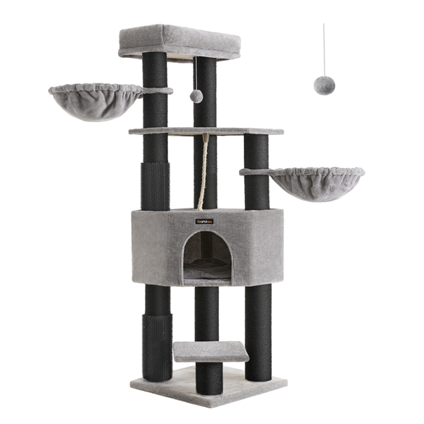 Mačací strom ONYX, 50x50x160cm, šedá/čierna